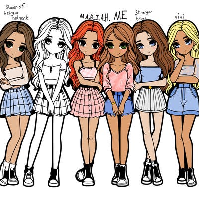 a group of girls realistic