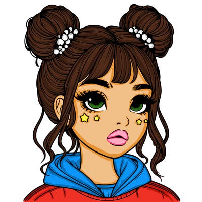 realistic girl with space buns