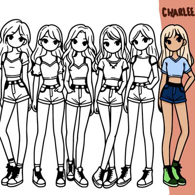 a group of girls wearing crop tops and shorts