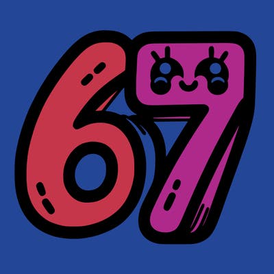 the numbers 67