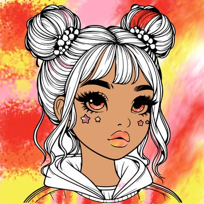 realistic girl with space buns