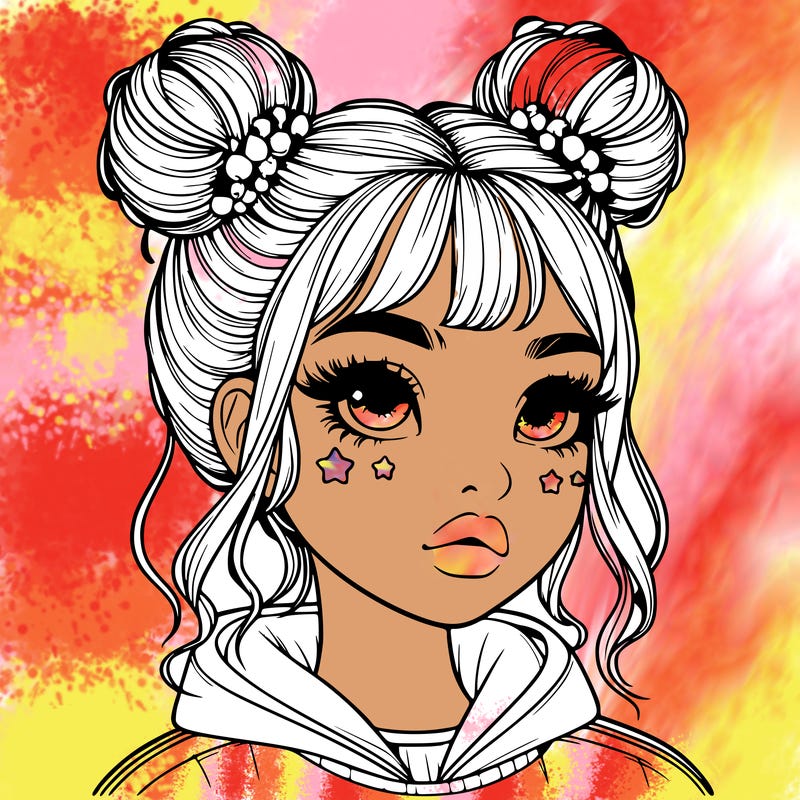 realistic girl with space buns