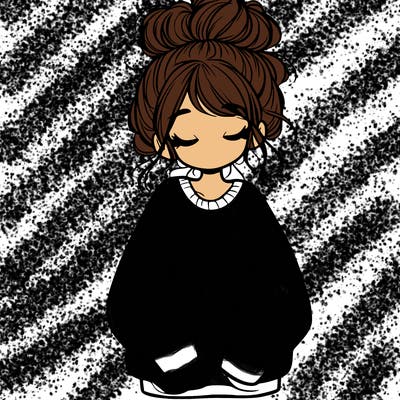 girl with baggy sweatshirt and messy bun