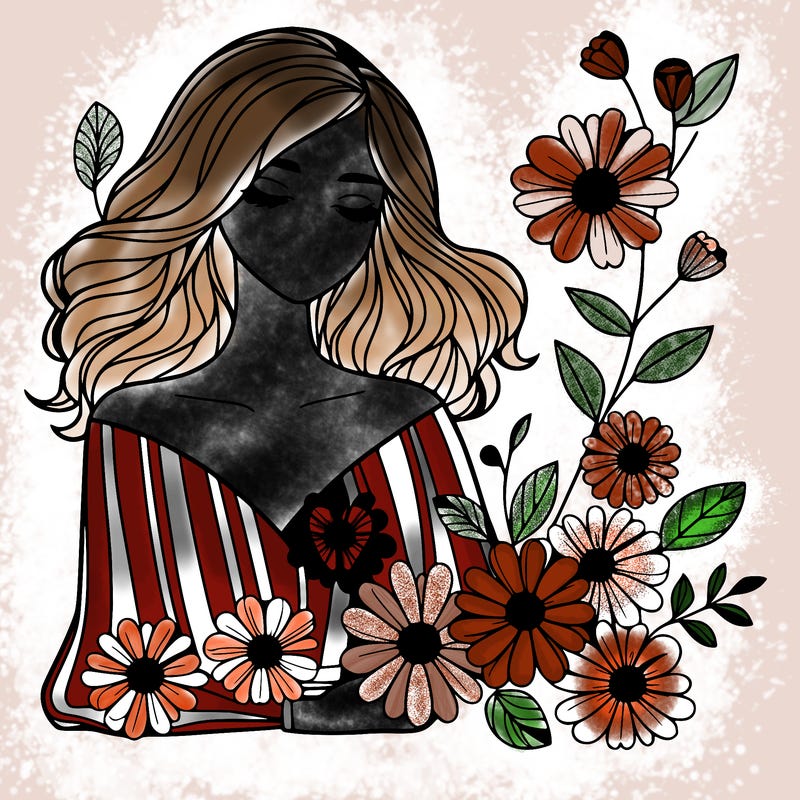 modern girl with flowers