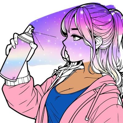 a realistic girl spray, painting