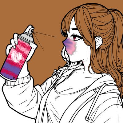 a realistic girl spray, painting