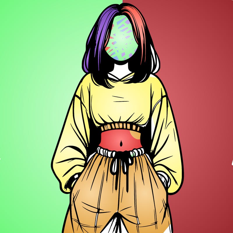 realistic girl faceless with baggy pants and a crop top