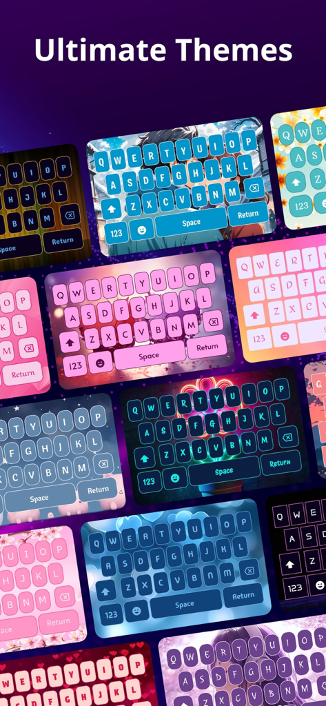 Collection of aesthetic neon and rgb keyboard themes