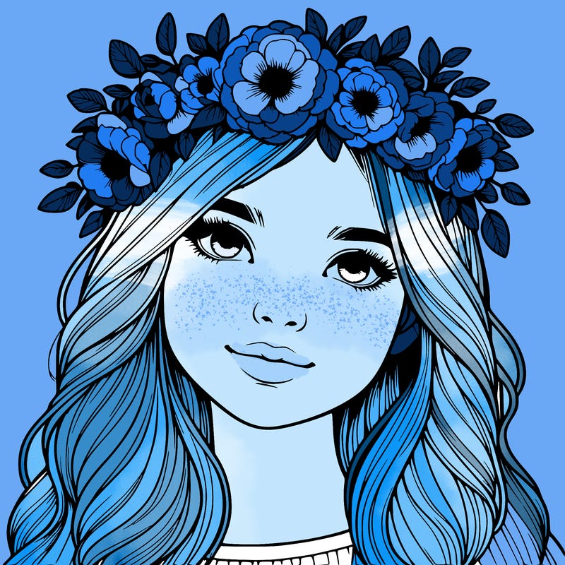 realistic girl with flower crown