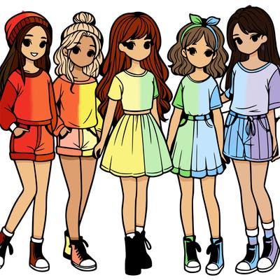 a group of five girls