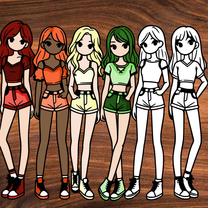 a group of girls wearing crop tops and shorts
