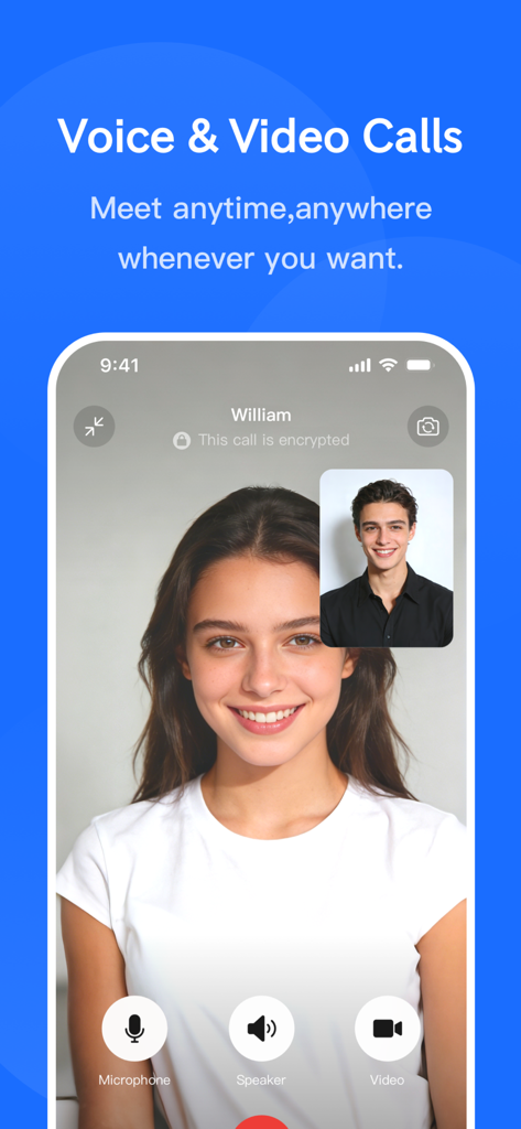 BFF Messenger - Private Chat - Ein privater und verschlüsselter Videoanruf auf der BFF Messenger App-Oberfläche