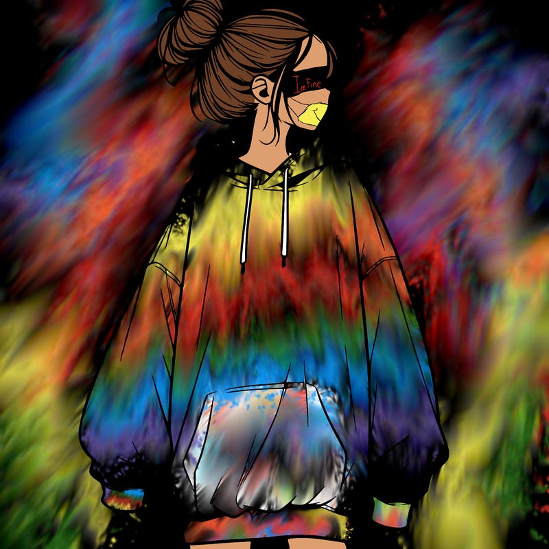 realistic girl with a oversized sweatshirt on and a bun