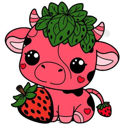 cute strawberry cow