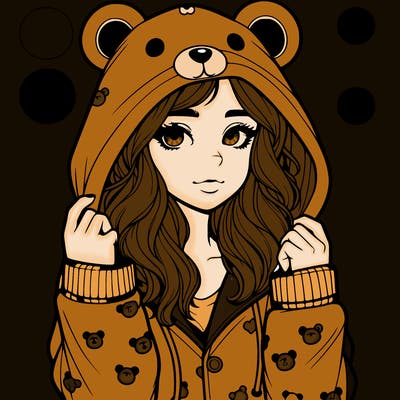 realistic girl in a animal pjs hoodie