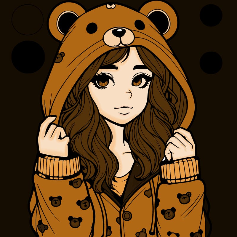 realistic girl in a animal pjs hoodie