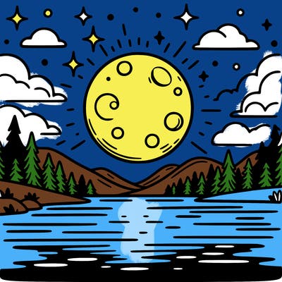 moonlight shining on a lake