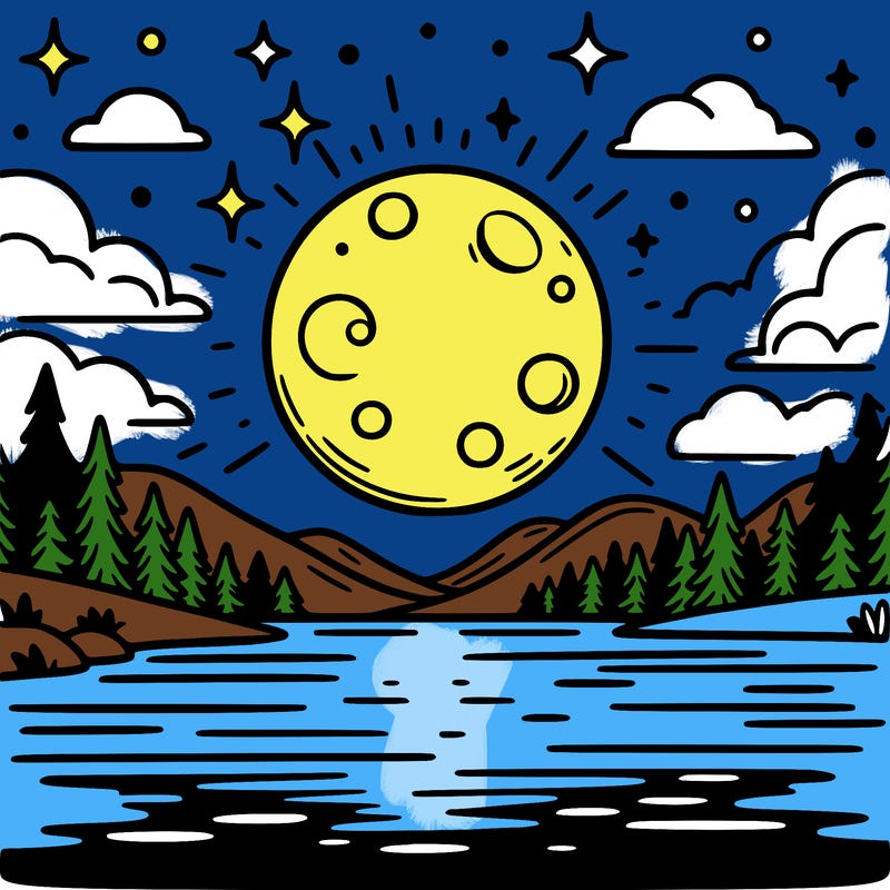 moonlight shining on a lake