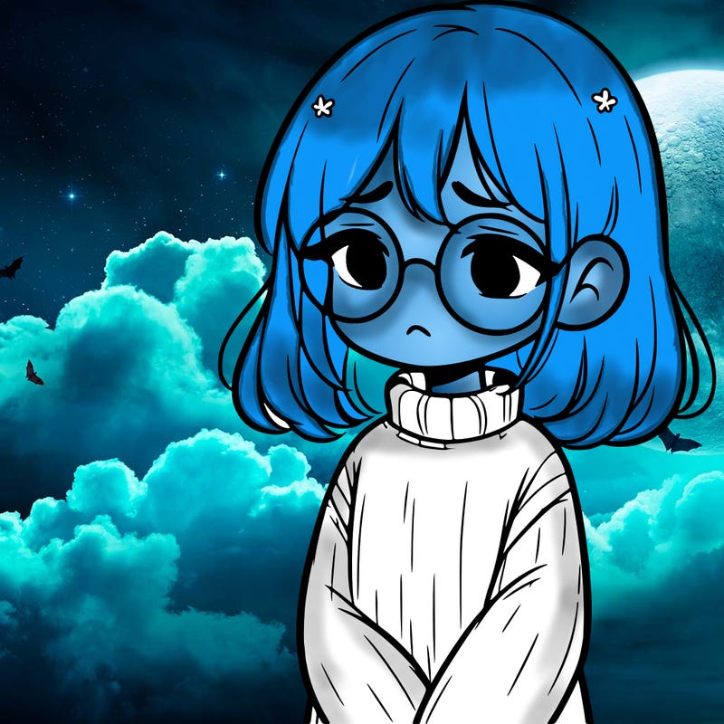 sad girl with glasses in a sweater
