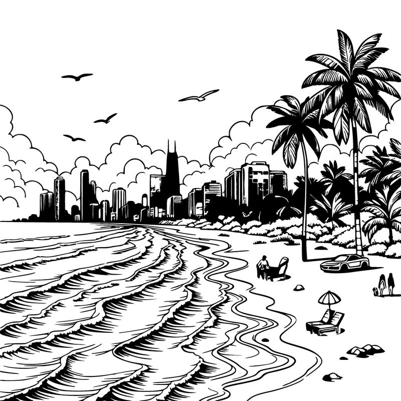 ocean calming miami beach realistic