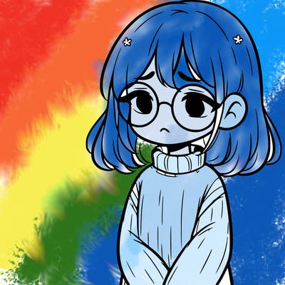 sad girl with glasses in a sweater