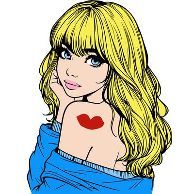 realistic girl with bangs looking over her shoulder