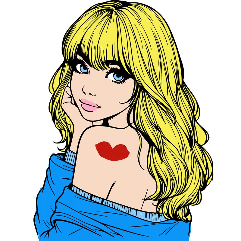 realistic girl with bangs looking over her shoulder