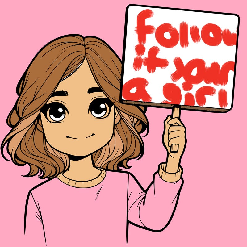 realistic girl holding up a sign