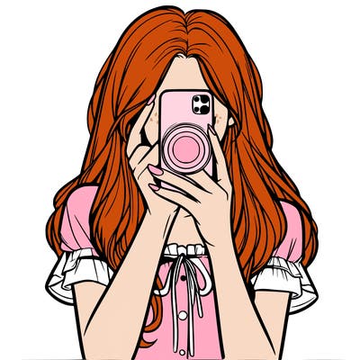 a realistic girl holding her phone taking pictures