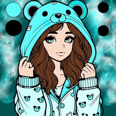 realistic girl in a animal pjs hoodie
