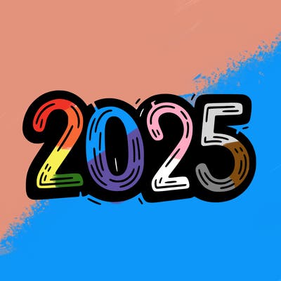 one line scrawled numbers sketch design “2025”