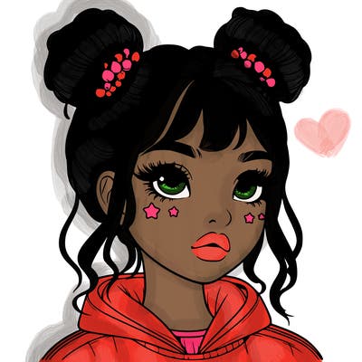 realistic girl with space buns