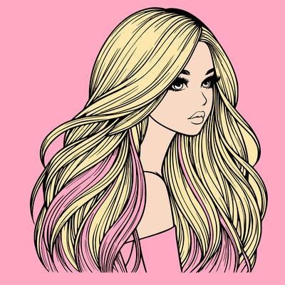 realistic girl with long realistic hair