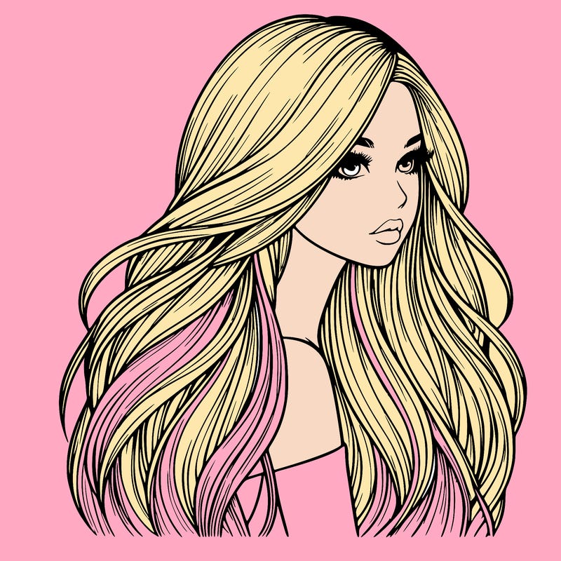 realistic girl with long realistic hair