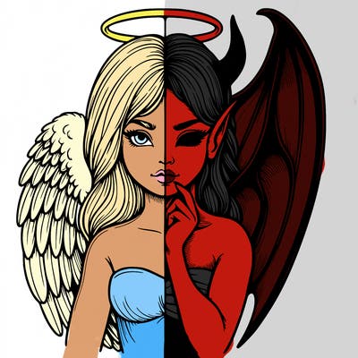 realistic angel half demon