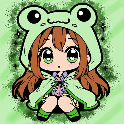 chibi girl with frog hoodie