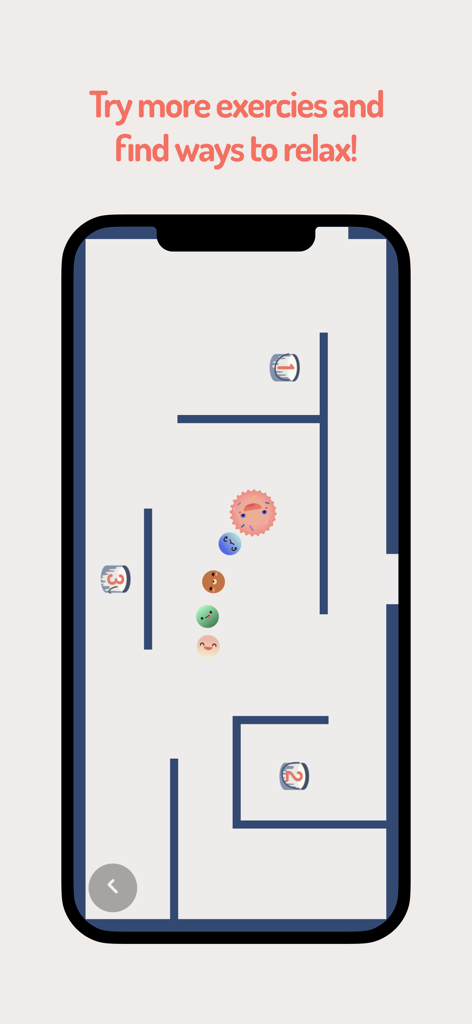 Safe Place - Safe Place app interface showing a colorful maze exercise designed to help children and young people relax and calm down