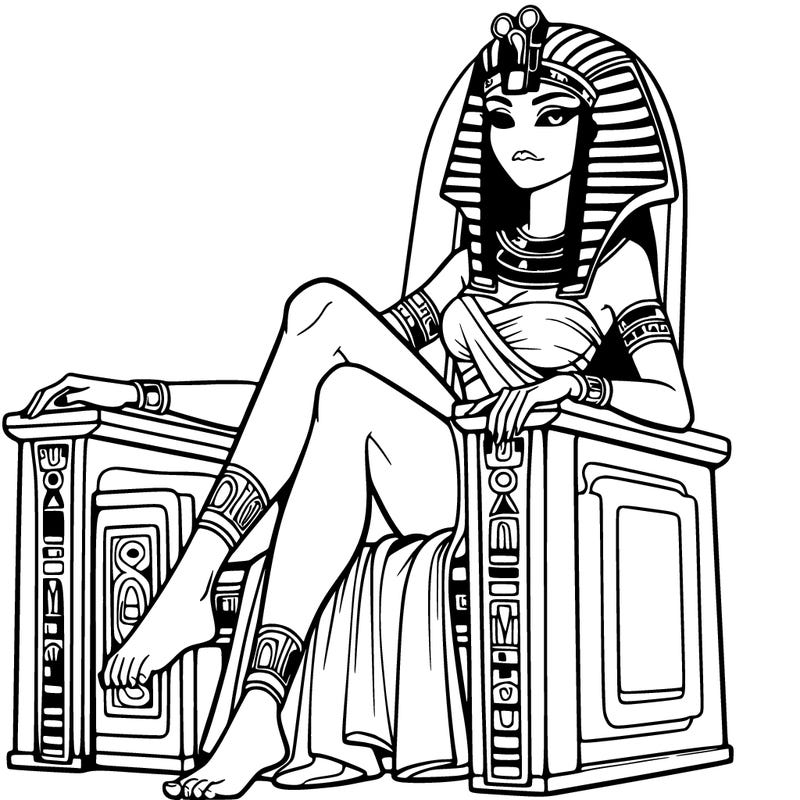 realistic egyptian woman on a throne