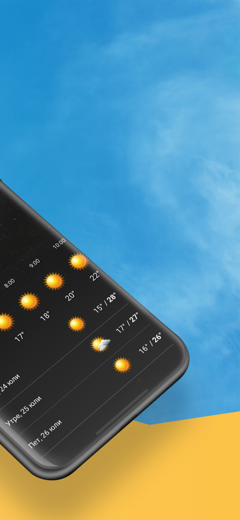 Sinoptik - Sinoptik app showing weather forecast and temperatures on a smartphone