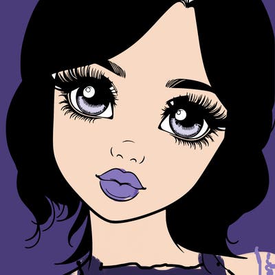 a realistic girl with small eyes big lips long eyelashes