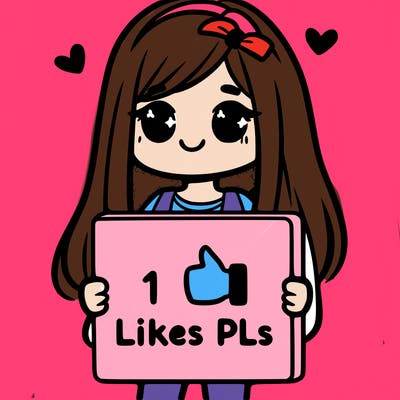 girl holding a sign saying 10 likes pls