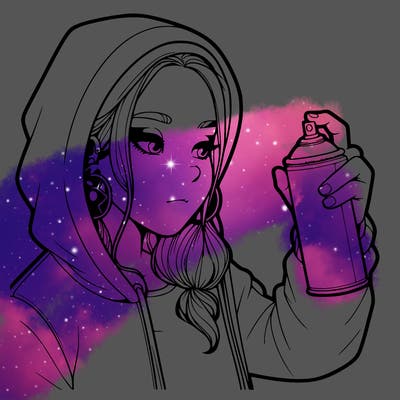 a realistic girl, spray painting