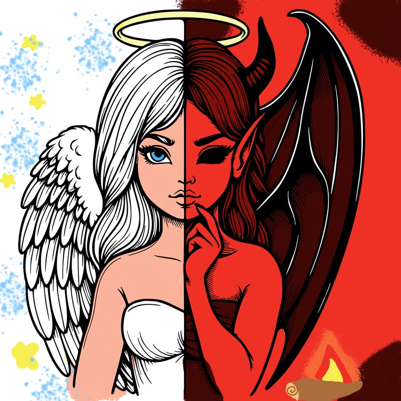 realistic angel half demon