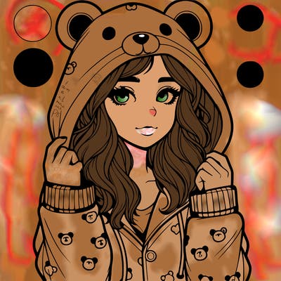 realistic girl in a animal pjs hoodie