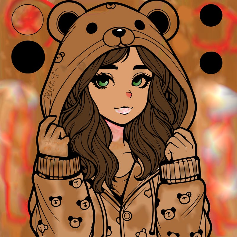 realistic girl in a animal pjs hoodie