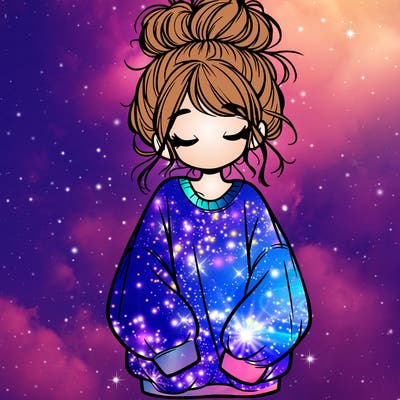 girl with baggy sweatshirt and messy bun