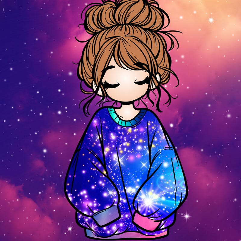 girl with baggy sweatshirt and messy bun