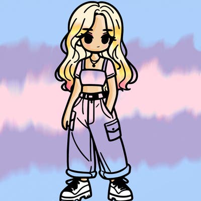 girl in crop top and baggy pants