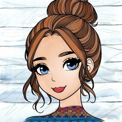 realistic pretty girl with hair in bun