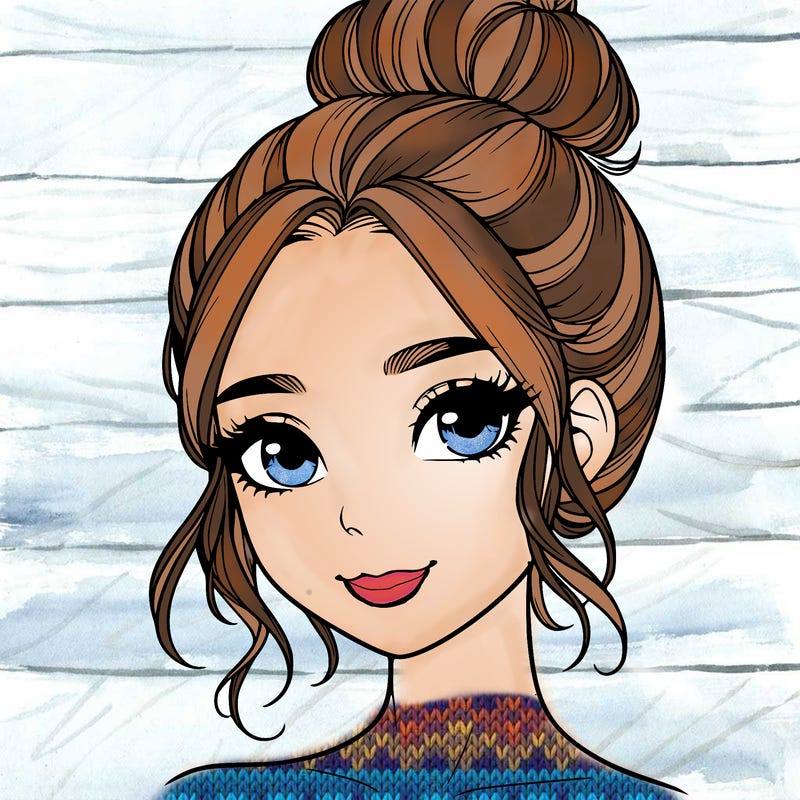 realistic pretty girl with hair in bun